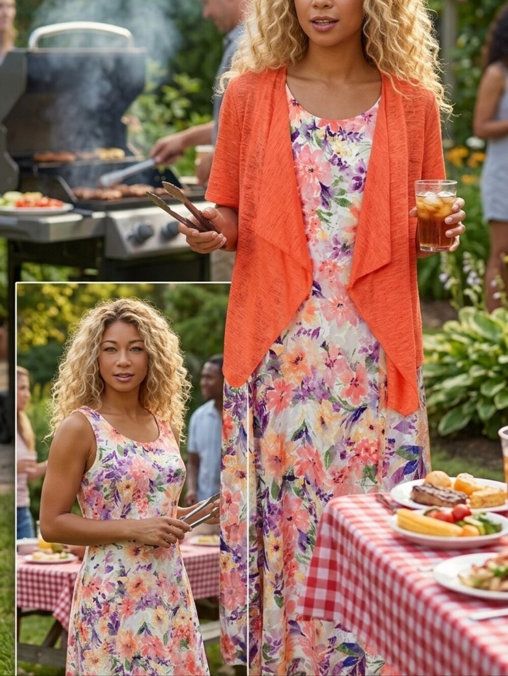 Perceptions New York 2-Piece Floral Midi Dress Set – Mint Condition!